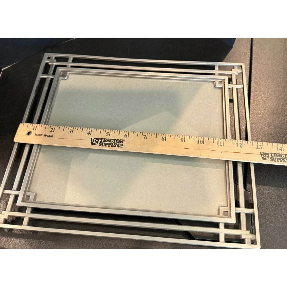 Picture Frame 8x10 Silver Tone Art Deco Geometric Tiered Metal Free Standing